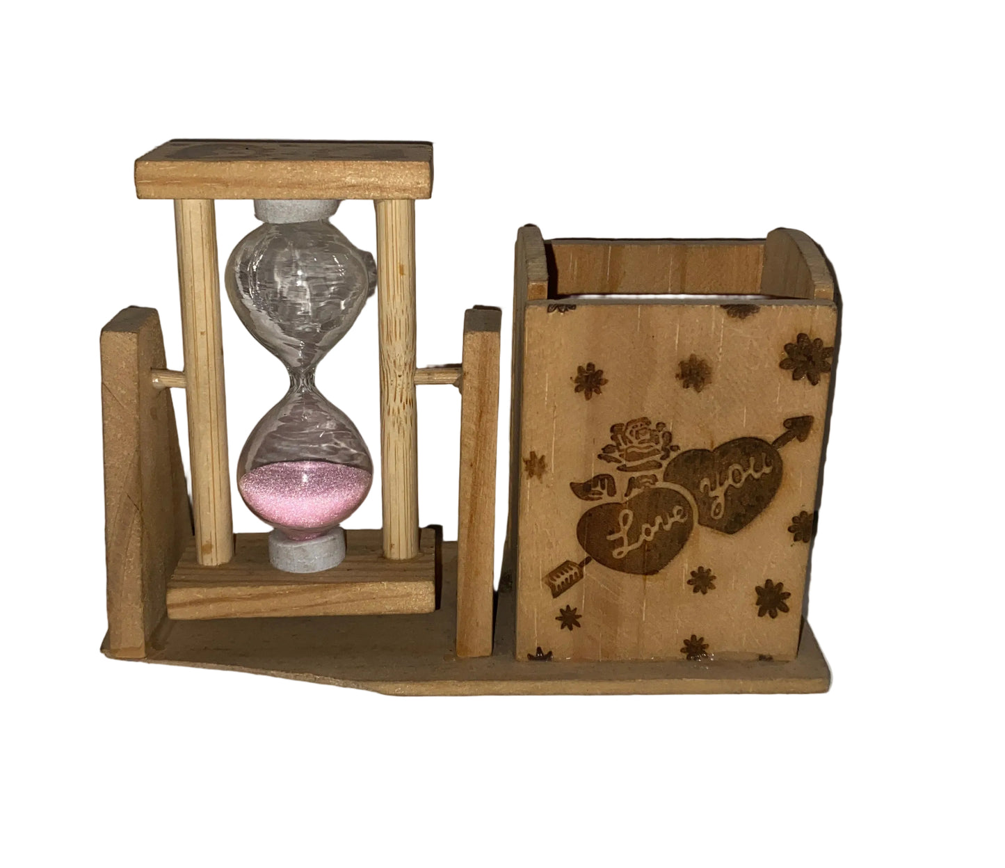 1002384 wooden timer pen stand (4x5inch) minimum 12pc