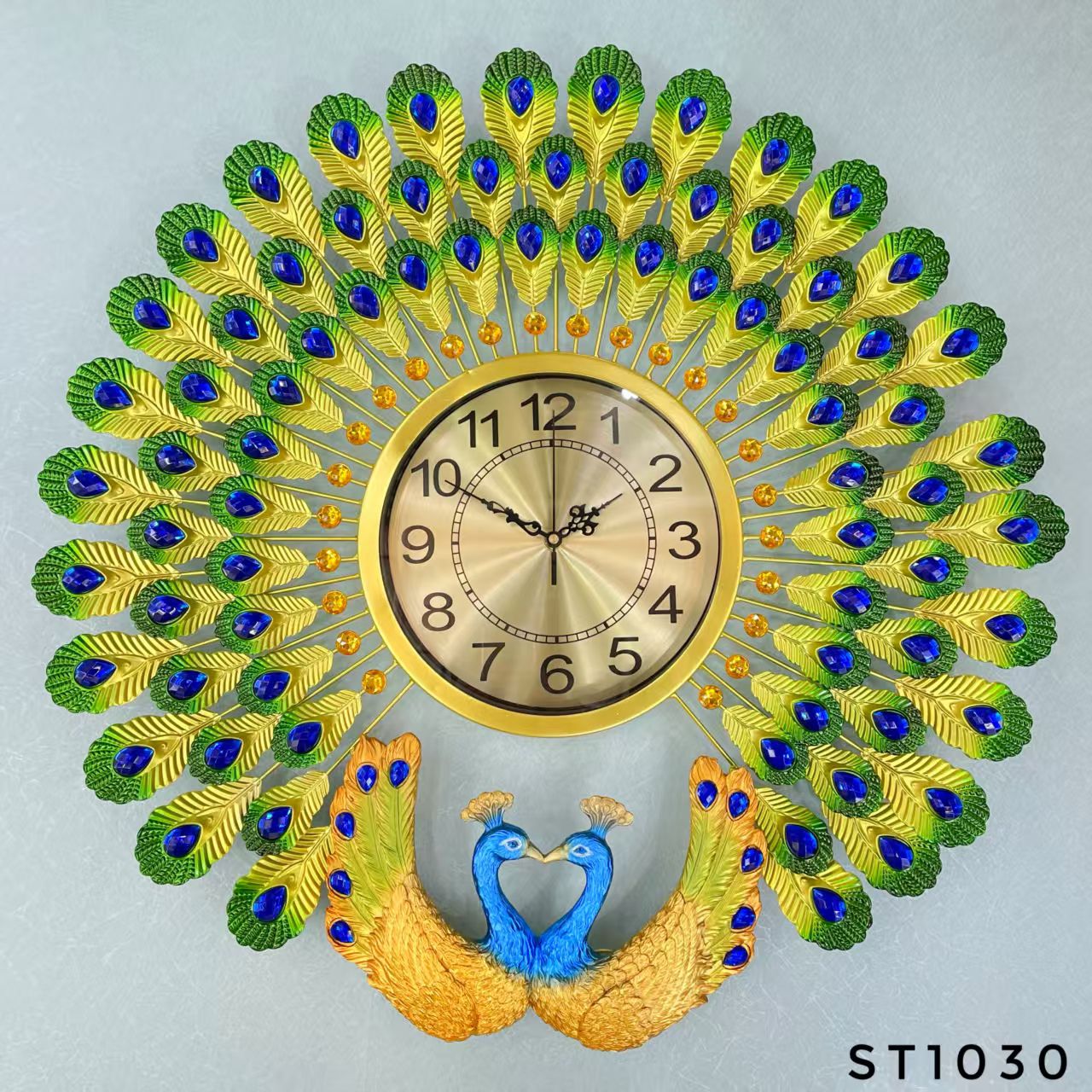 62672 peacock metal clock ( 65x65cm )