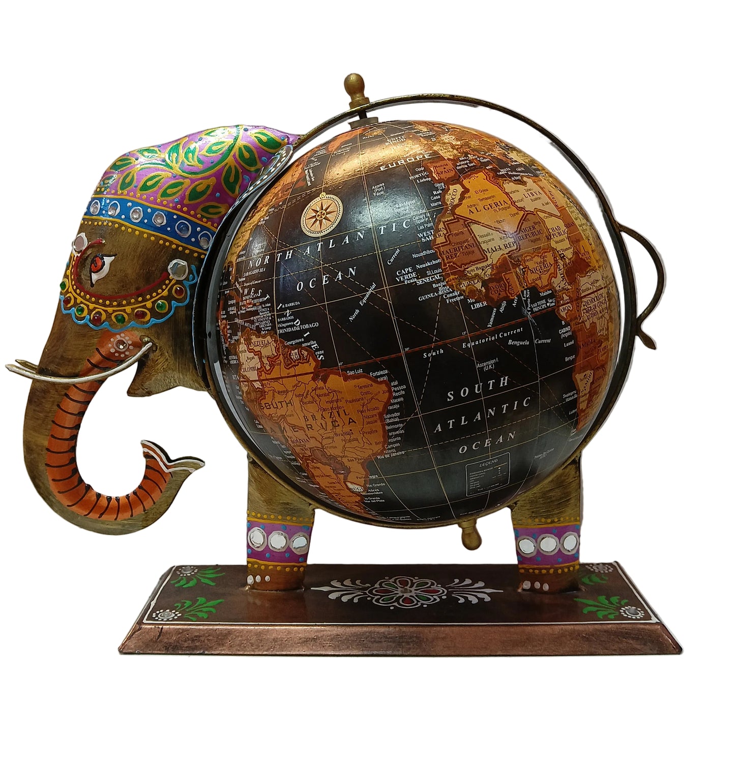 4024 Metal Elephant Globe (11.5x13.5inch)