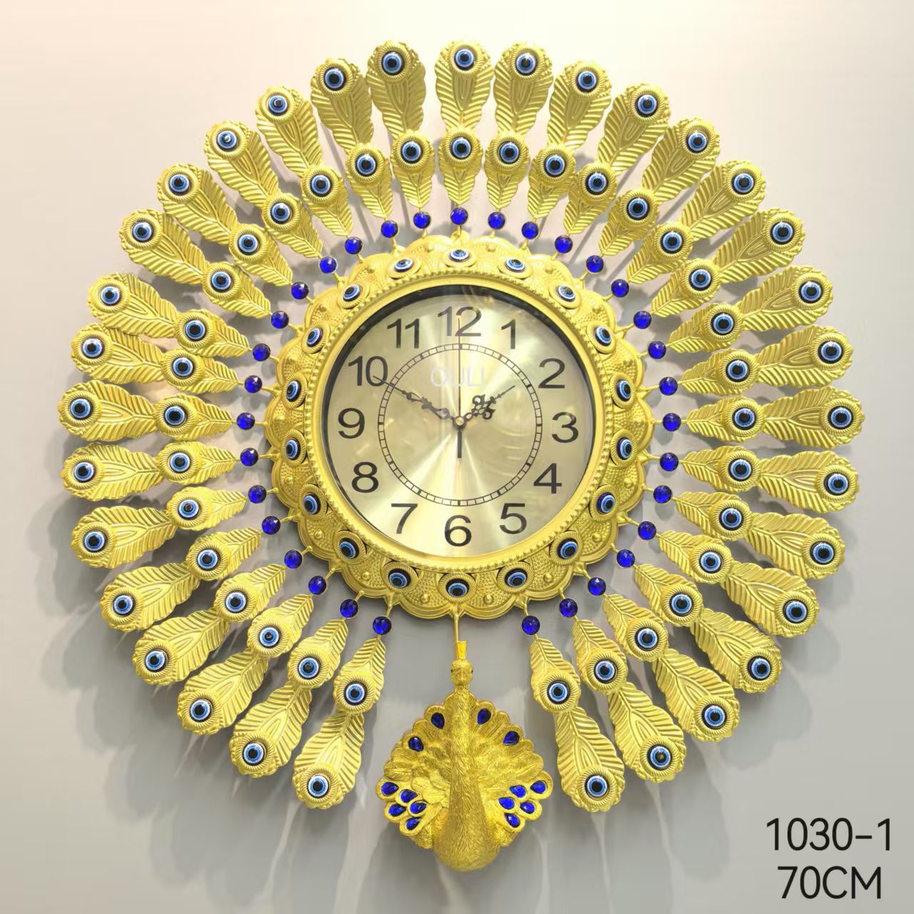 1030-1 metal peacock clock ( 70cm )