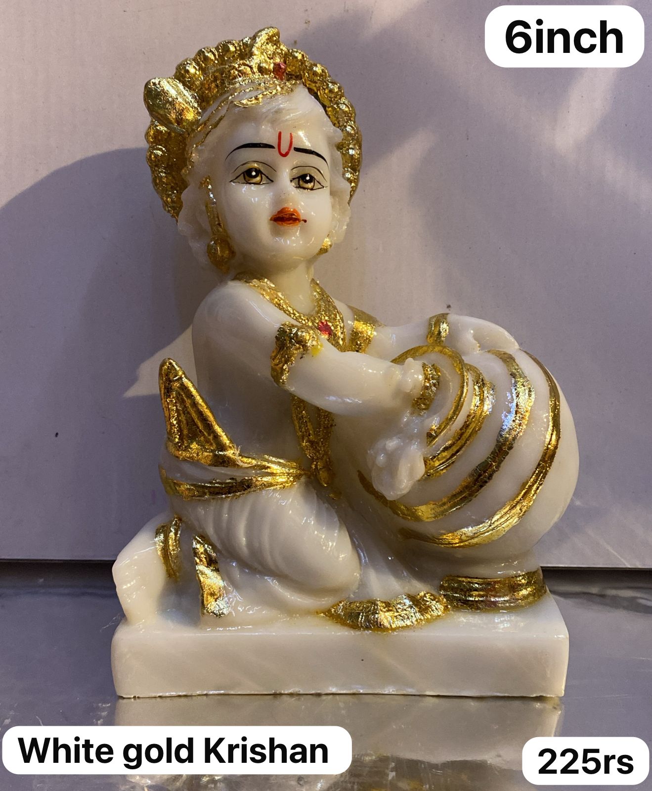 6inch white gold krishna