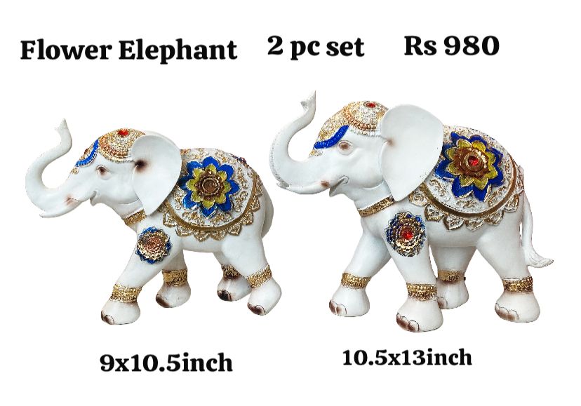 Flower elephant 2pc set(9x10.5inch)