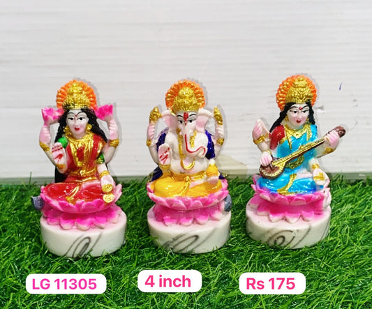 LG11305 Laxmi Ganesh saraswati 3pc set ( 4inch ) minimum 12pc.