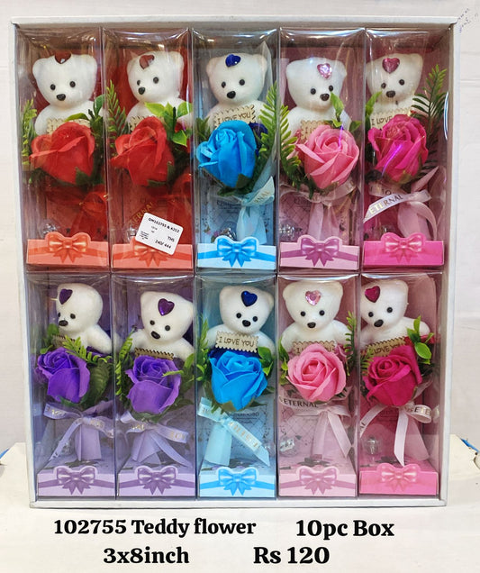 102755 teddy flower 10pc box (3x8inch)