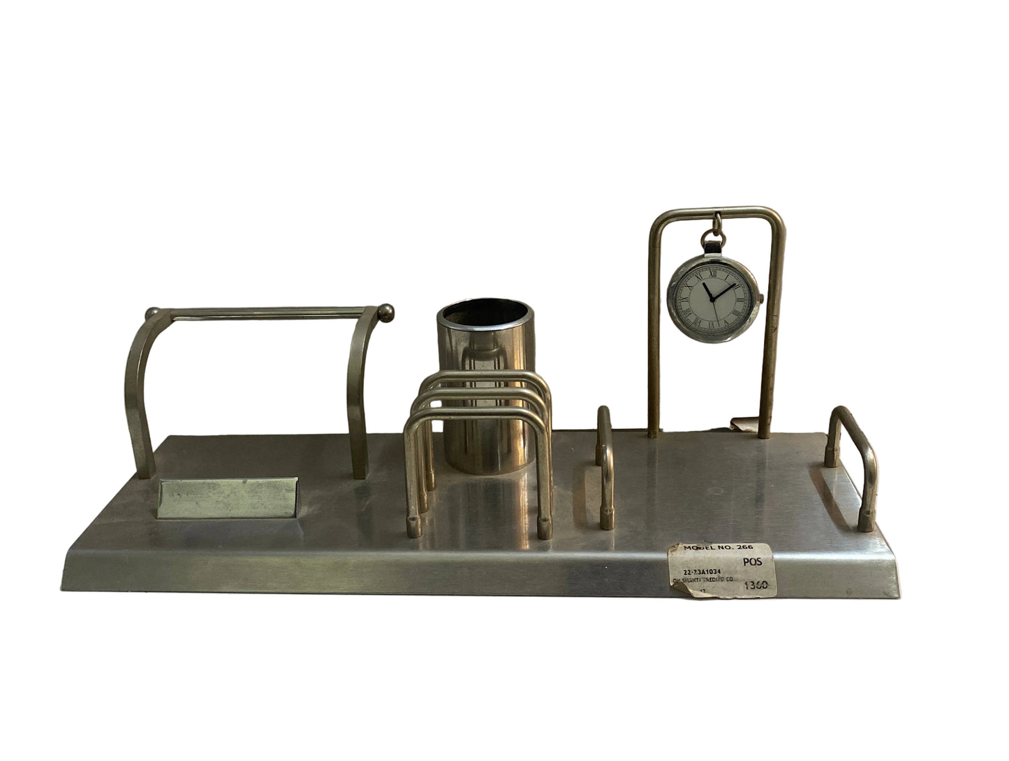 Model no 266 Metal pen stand phone stand with clock