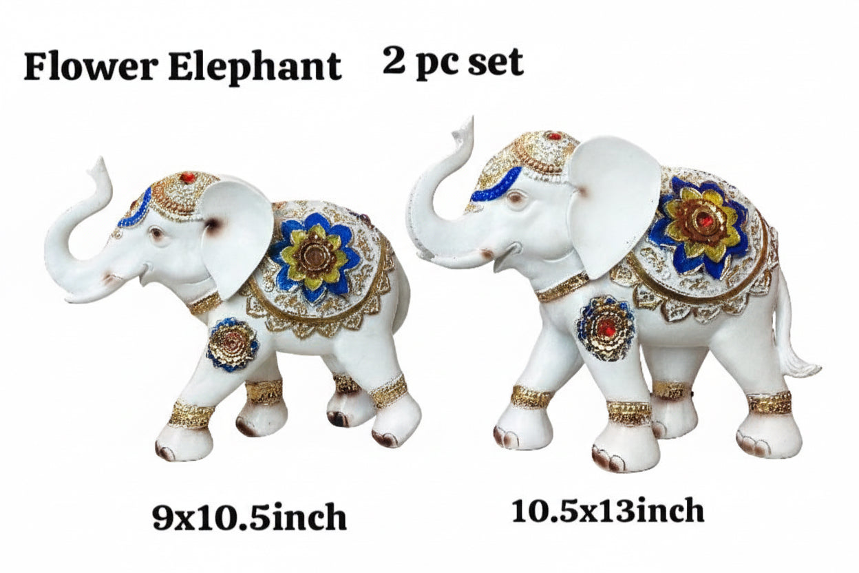 Flower elephant 2pc set (10.5x13inch)