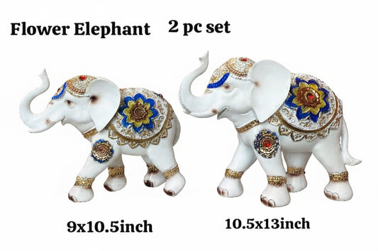 Flower elephant 2pc set (10.5x13inch)