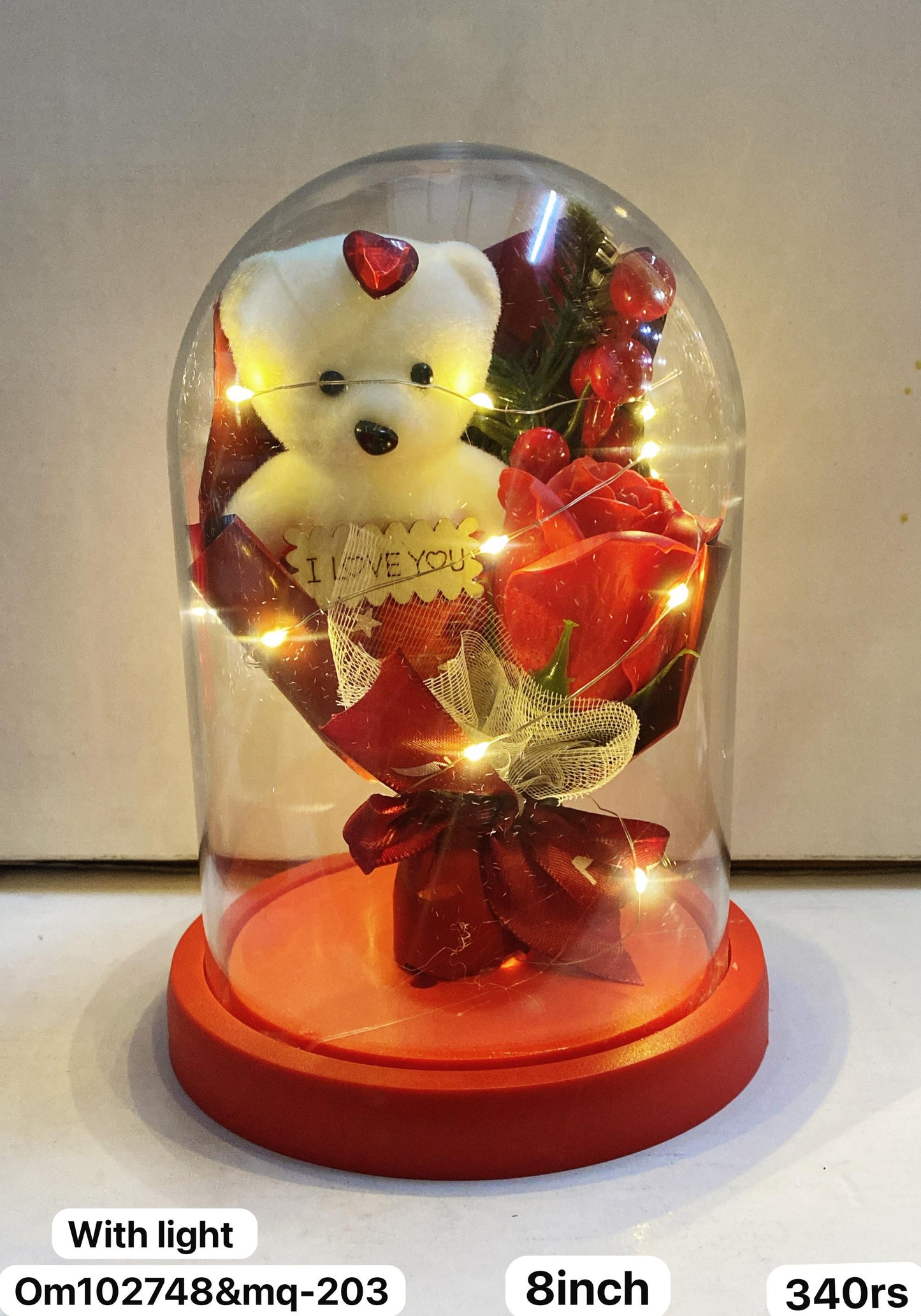 102748 flower teddy light (8inch)