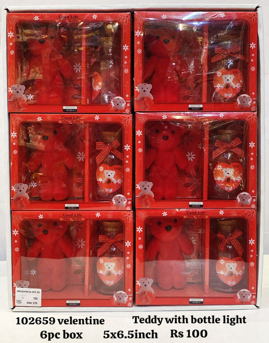 102659 valentine teddy with bottle light 9pc box(5x6.5inch)