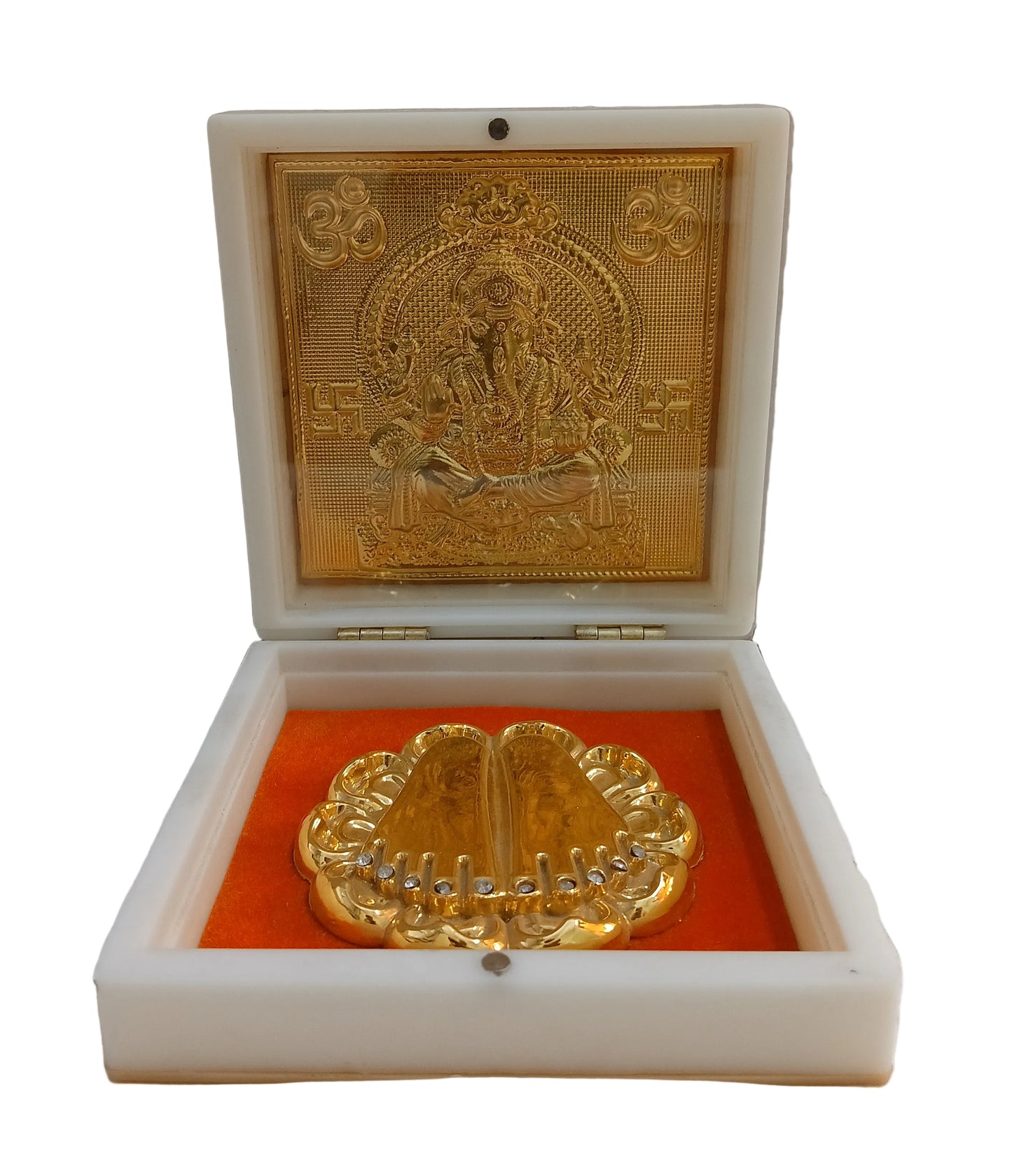 Gold plated Charan paduka shree Ganesh (4.5x4.5inch)