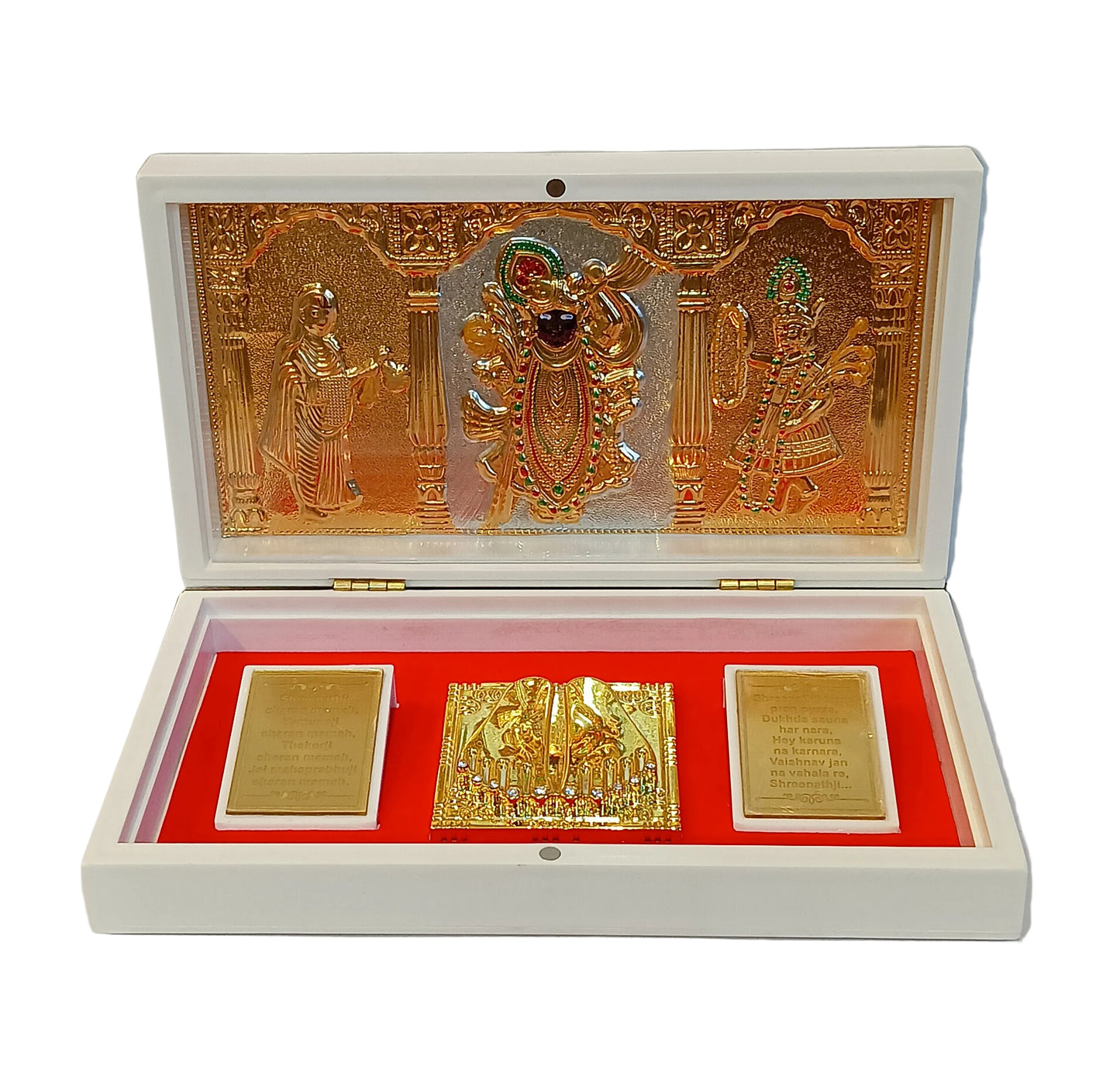 Gold plated Charan paduka shree shreenathji (5x8.5inch)