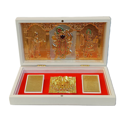 Gold plated Charan paduka shree shreenathji (5x8.5inch)