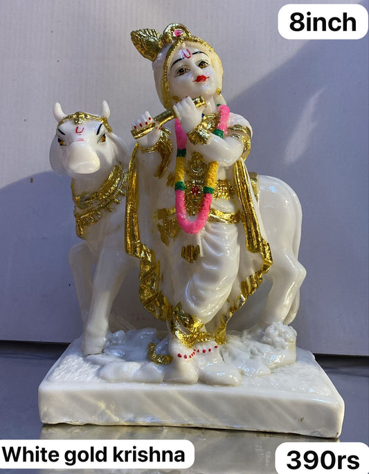 8inch white gold krishna
