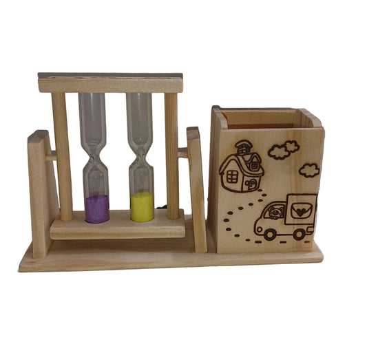 1002383 Wooden Timer pen stand with (4x6.5inch)