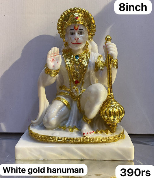 8inch White gold Hanuman