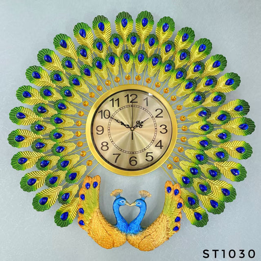 62672 peacock metal clock ( 65x65cm )