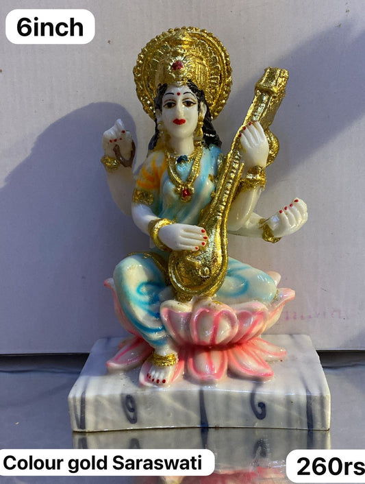6inch colour gold saraswati