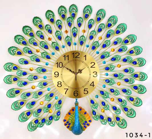 62659 & 1034-1 peacock metal clock ( 66cm )