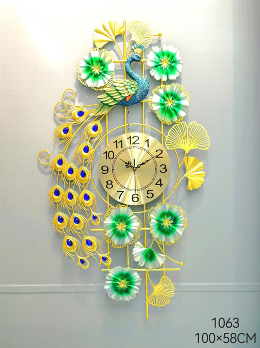 62673 & 1063 peacock Metal clock ( 100x58cm )