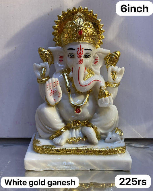 6inch white gold Ganesh