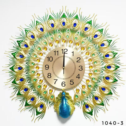62658 peacock metal clock ( 65cm )