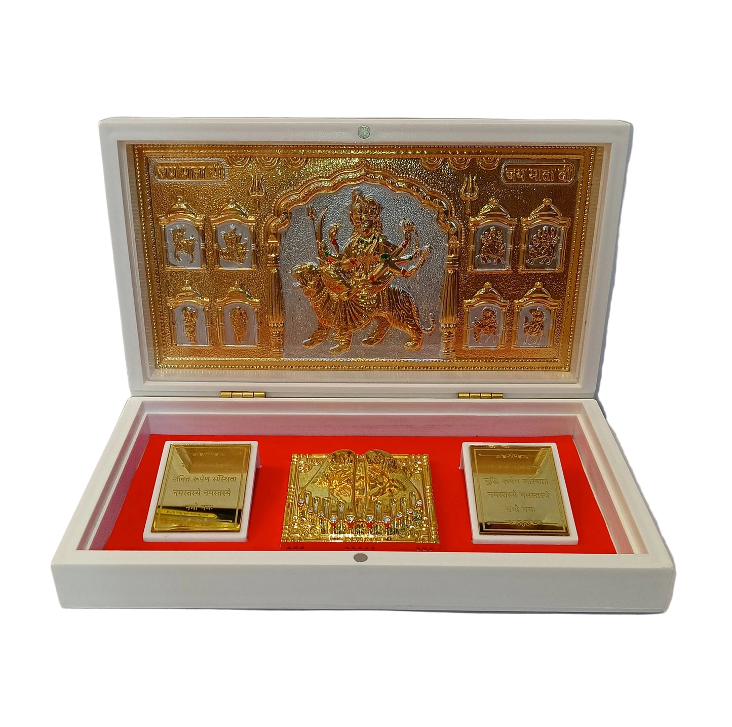 Gold plated Charan paduka jai mata di (5.8.5inch)