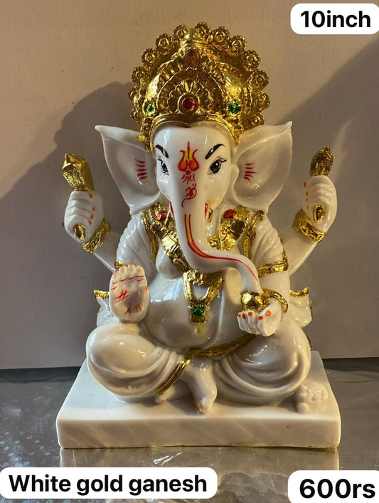 10inch white gold Ganesh
