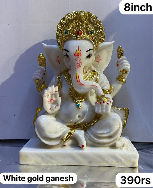 8inch white gold Ganesh
