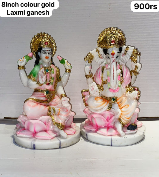 8inch colour gold Laxmi Ganesh