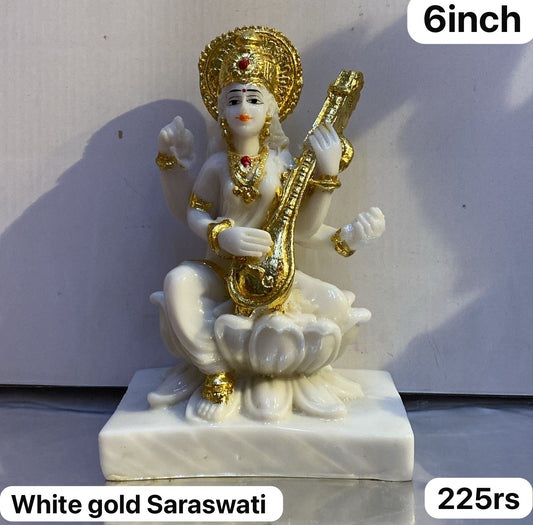 6inch White gold Saraswati