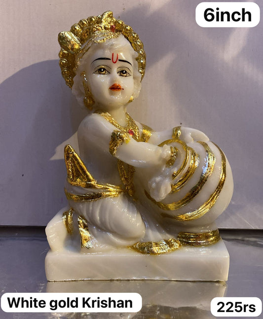 6inch white gold krishna