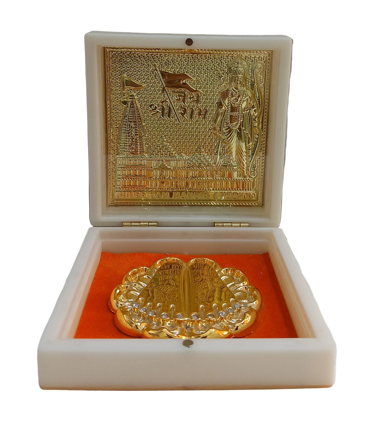 Gold plated Charan paduka jai Shree Ram (4.5x4.5inch)