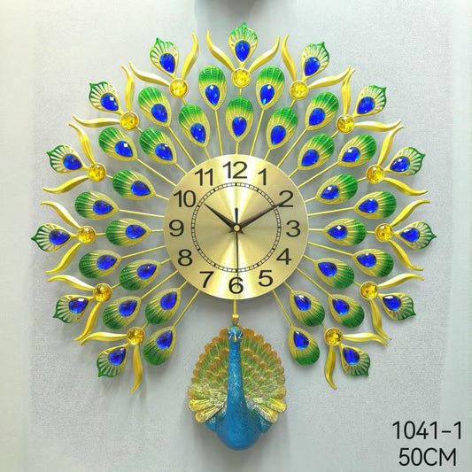 1041-1 peacock metal clock ( 50cm )