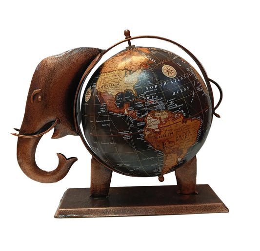 M-1683 Elephant Metal Globe (11.5x13.5inch)