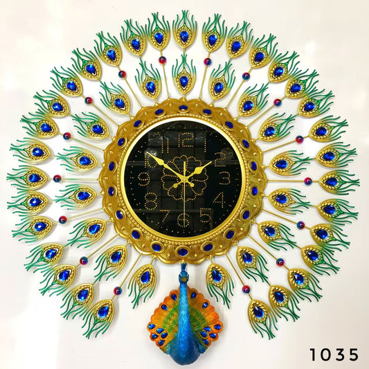 1035 metal peacock clock