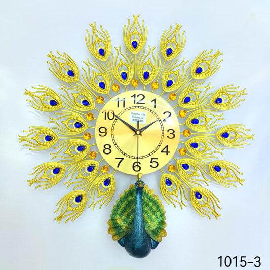 1015-3 metal peacock clock